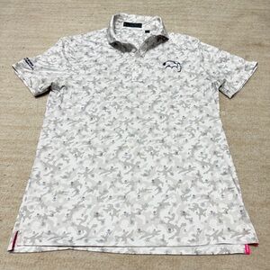 G/FORE Performance Skulls & Tees Camo Golf Polo Men's Medium Gray White